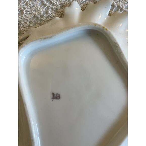 Trinket Nut Dish Gold Mark 18 Hand Painted Pink Yellow Wild Roses Old Victorian - Picture 6 of 16